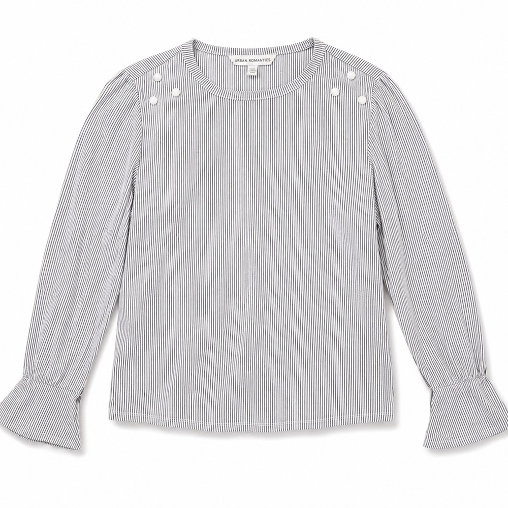 Urban Romantics Ribbed Pearl-Detail Long Sleeve Top